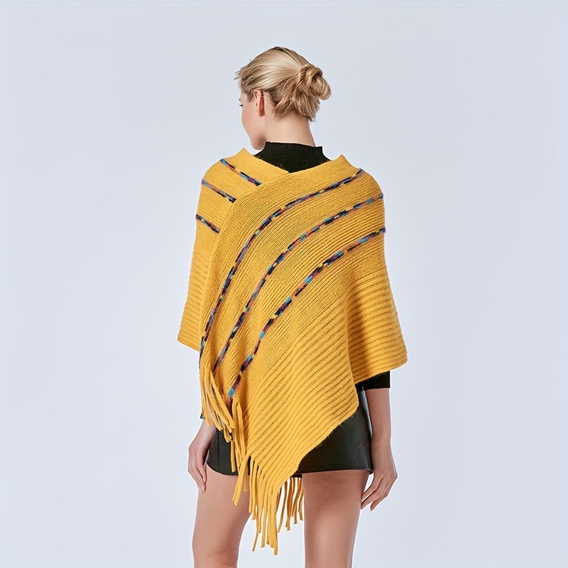 Poncho Envolvente Tipo Chal Rayas Mujer Poncho Clásico - Temu Chile