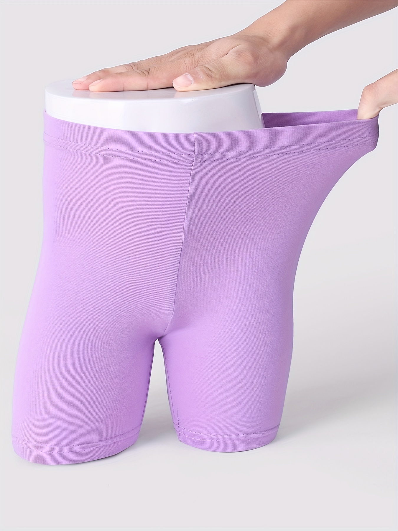 Purple Cotton Bike Shorts for Girls