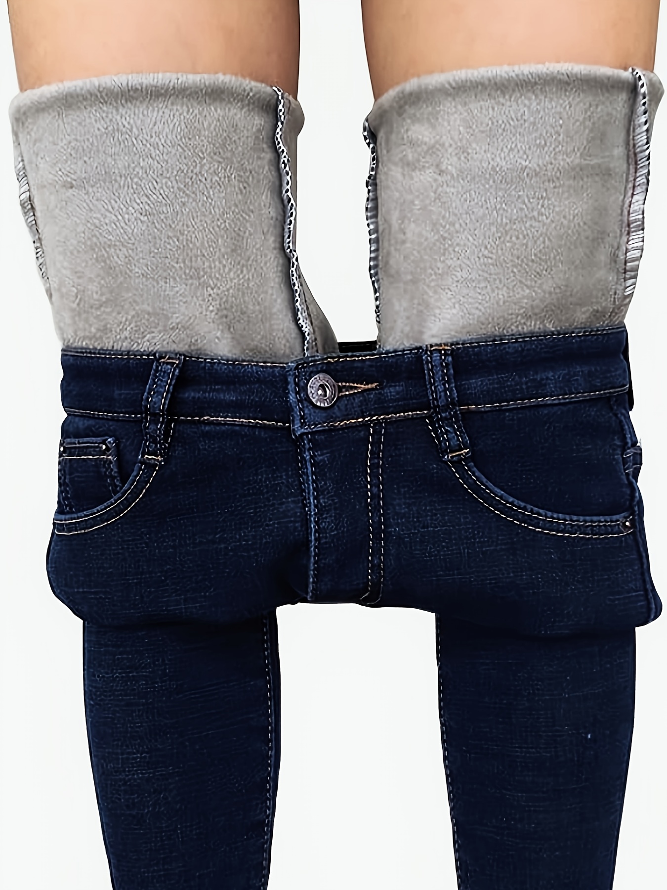 Thermal Fleece Denim Jeggings Super Comfy Stretch Denim Skinny Jeans For  Women