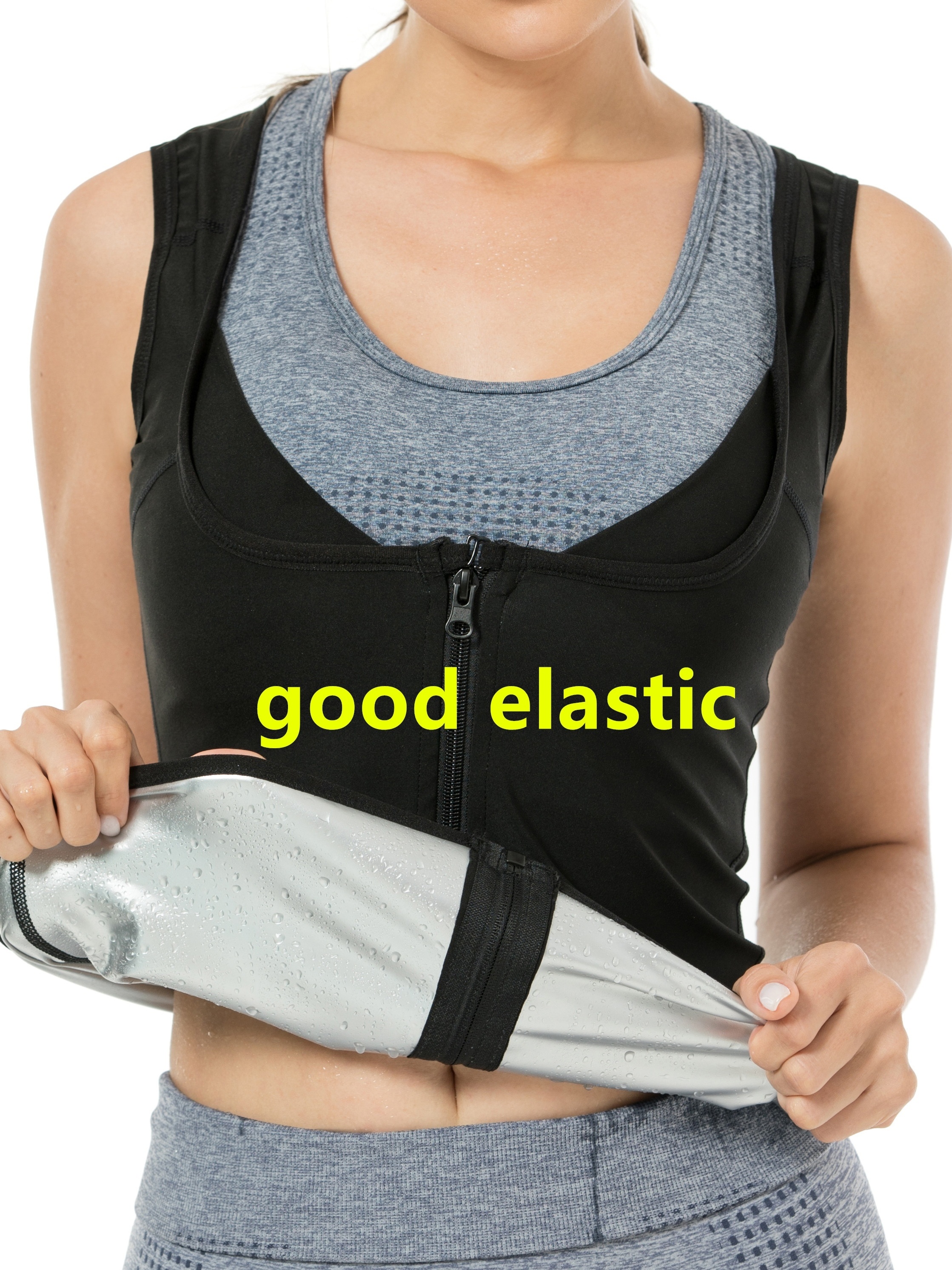 Women's Polymer Sauna Vest Sweat Tank Top Shirts Zipper - Temu Canada