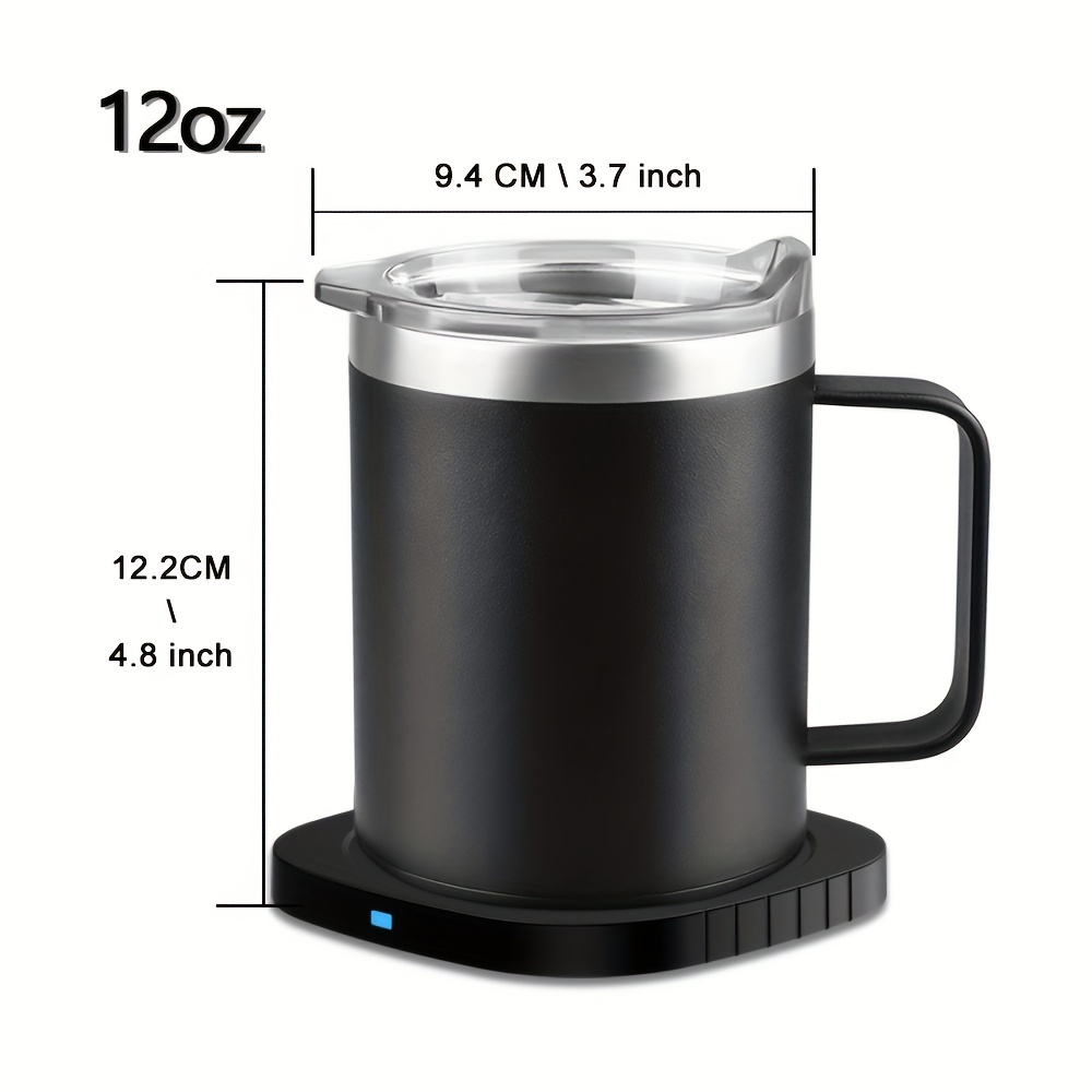 TECFUN Coffee Mug Warmer,2 In1 Mug Warmer & Wireless Charger,12oz Coffee  Mug with Lid,Smart Coffee Mug Warmer for Desk,Mug Warmer Wireless,Self  Heated