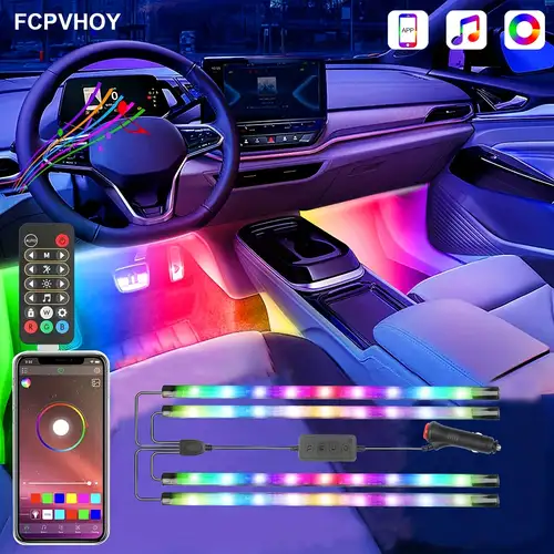 4-teilige Auto-LED-Leuchten, 48 LED-Innenleuchten, Intelligente App-Steuerungslichtleisten,  Mehrfarbige Musik-Auto-Streifenlicht Unter Armaturenbrettbeleuchtung - Temu  Austria
