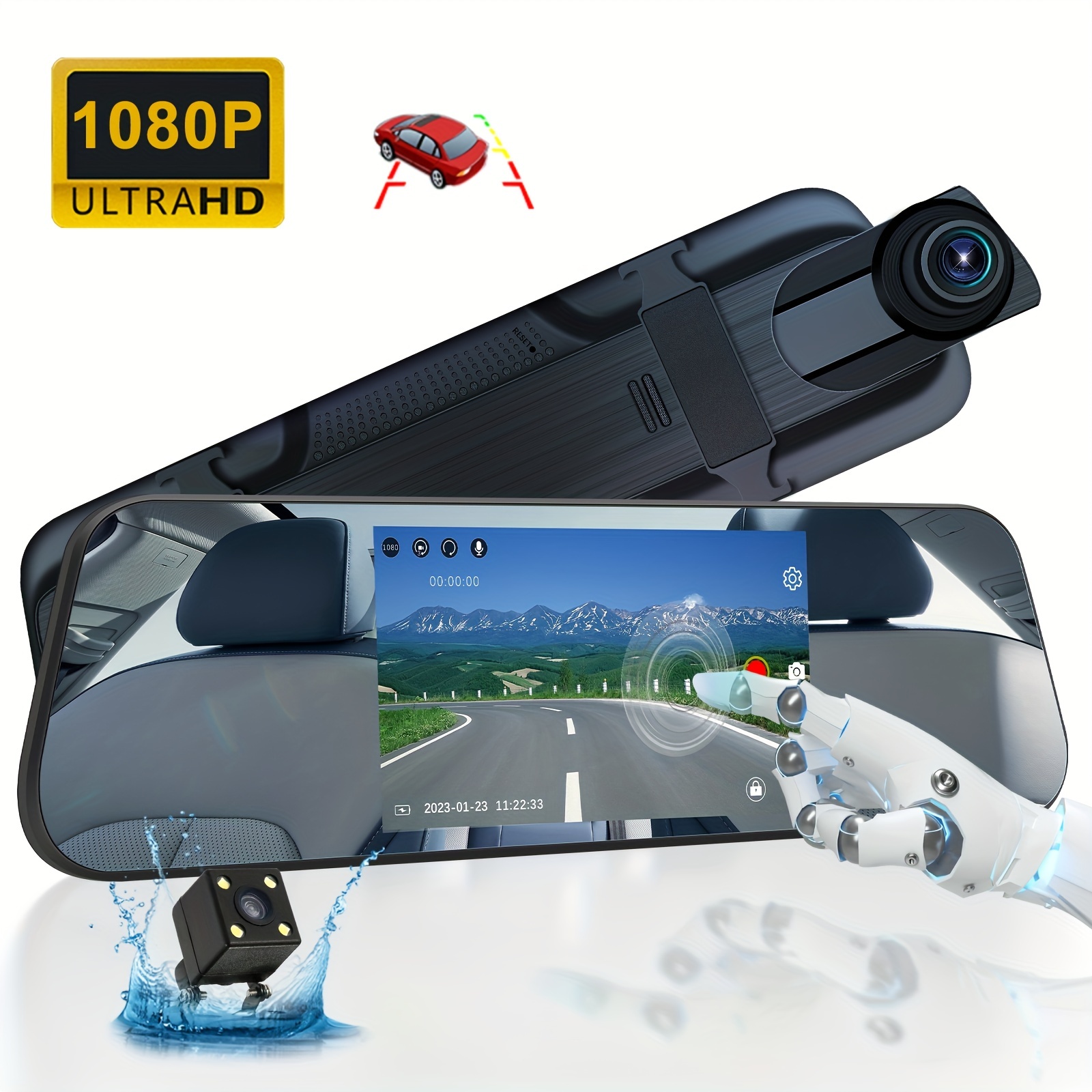 4.3” HD 1080P Vue double objectif Rétroviseur intérieur voiture