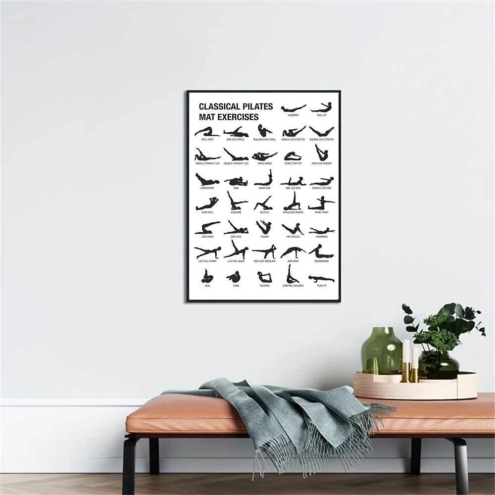 Pilates Chair Exercise Chart Poster Pilates Studio Poster Yoga Poster Wall  Art Paintings Canvas Wall Decor Home Decor Living Room Decor Aesthetic
