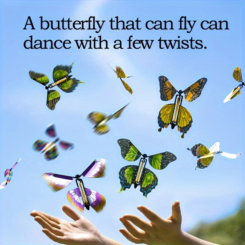 Juego de 10 tarjetas mágicas de mariposa voladora de hada voladora, banda  de goma de mariposa, mariposa voladora, sorpresa, juego de mariposas