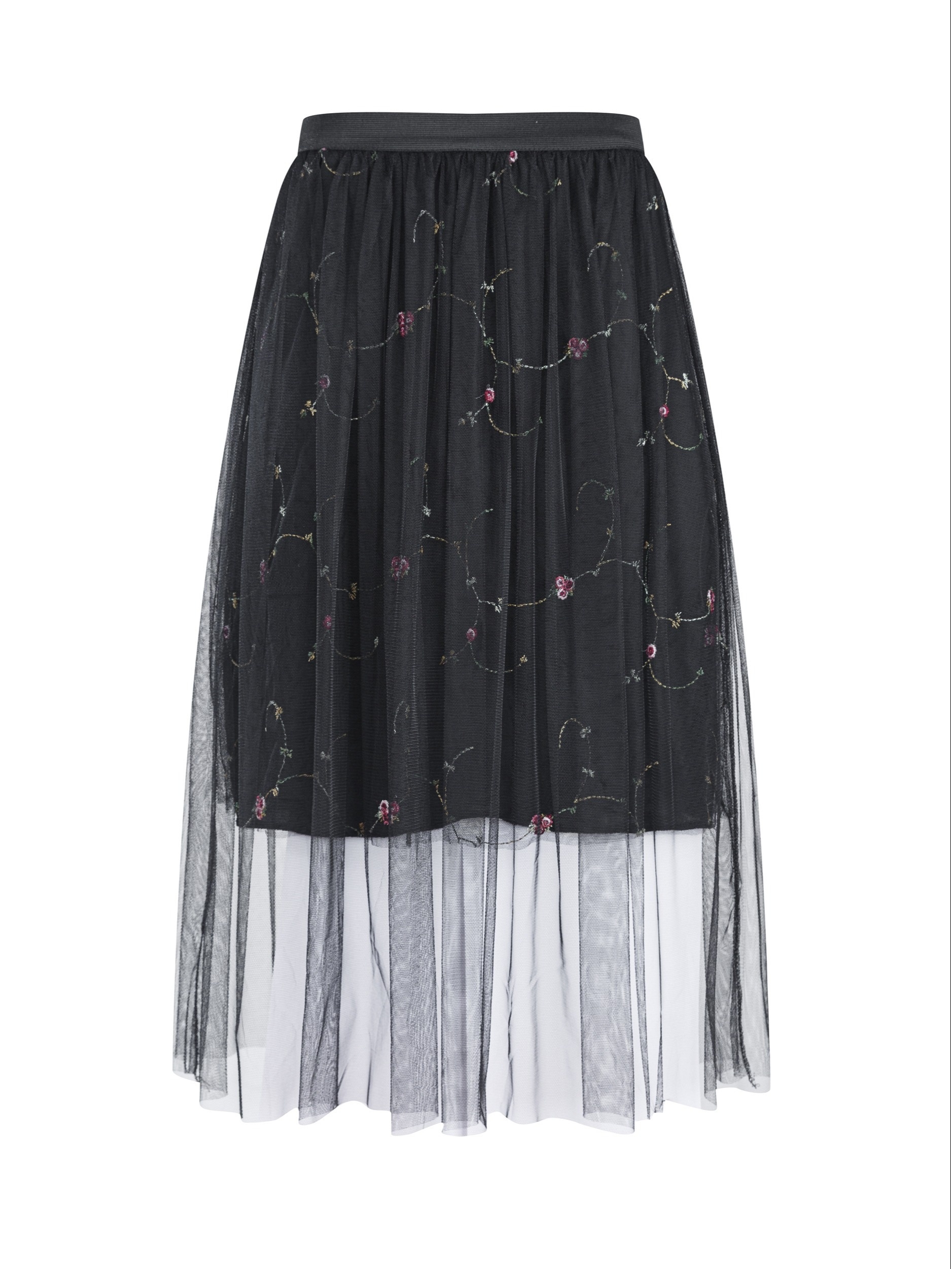 Embroidered mesh outlet skirt