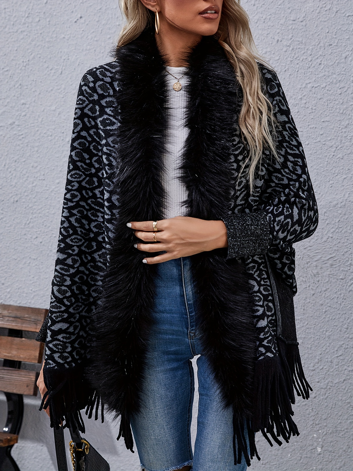 Fuzzy Black Leopard Sweater