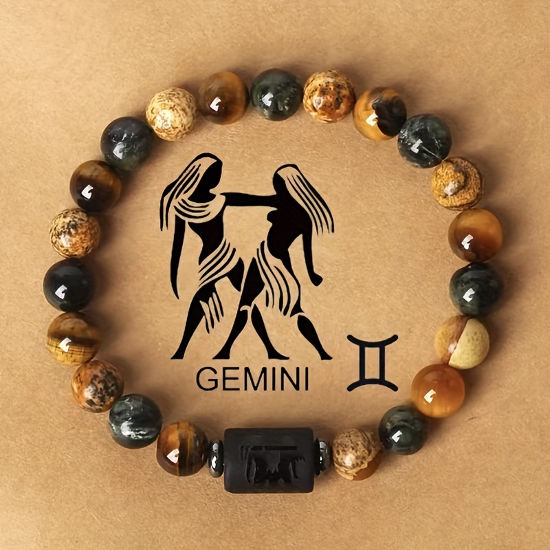 Zodiac Sign Stone Beaded Bracelets for Couples