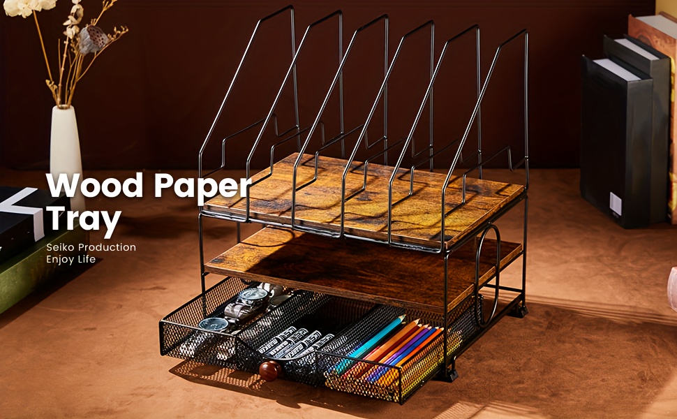 travel essentials elegant black metal wood desk organizer Temu