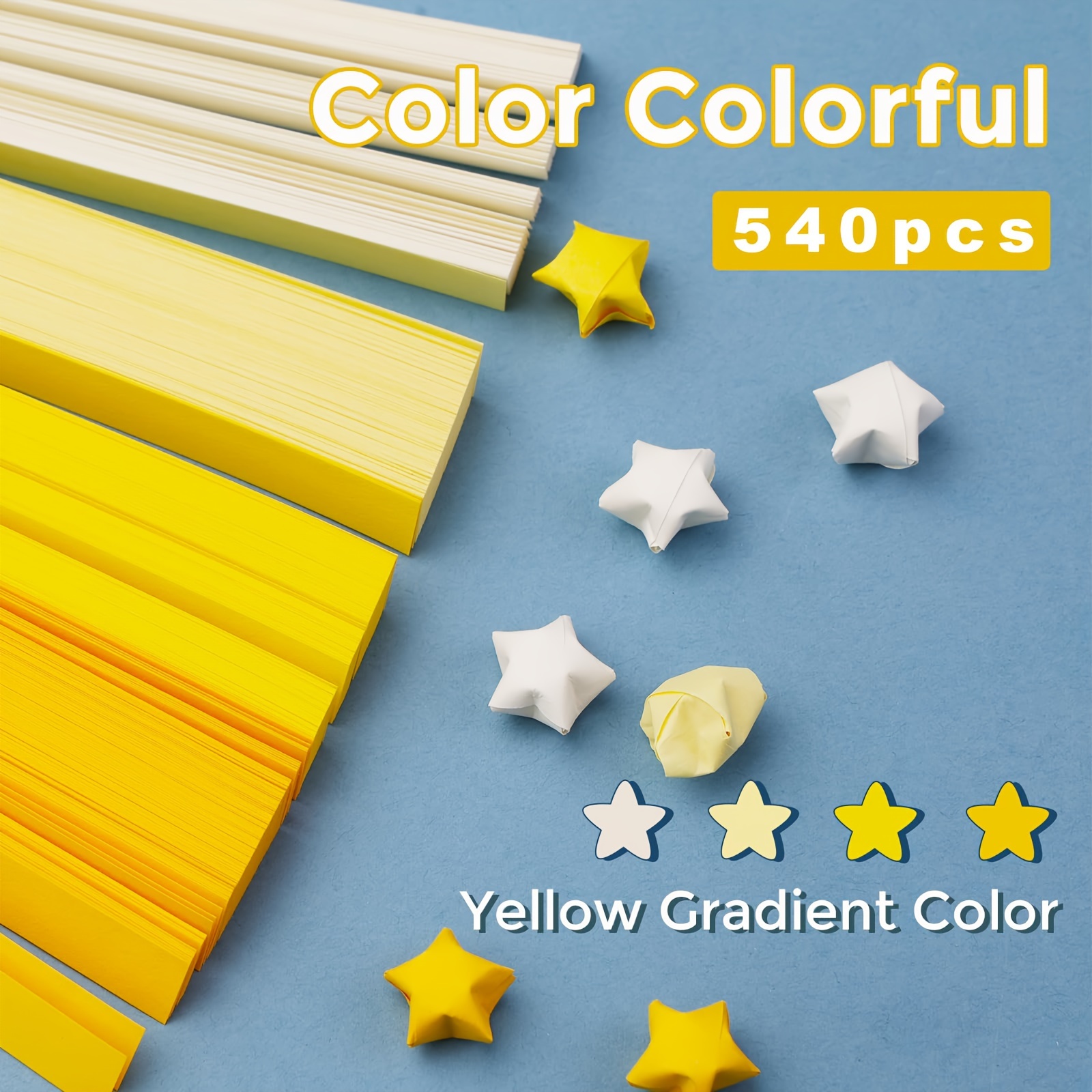 Origami Star Paper Strips Blue Gradient Colors Lucky Star - Temu