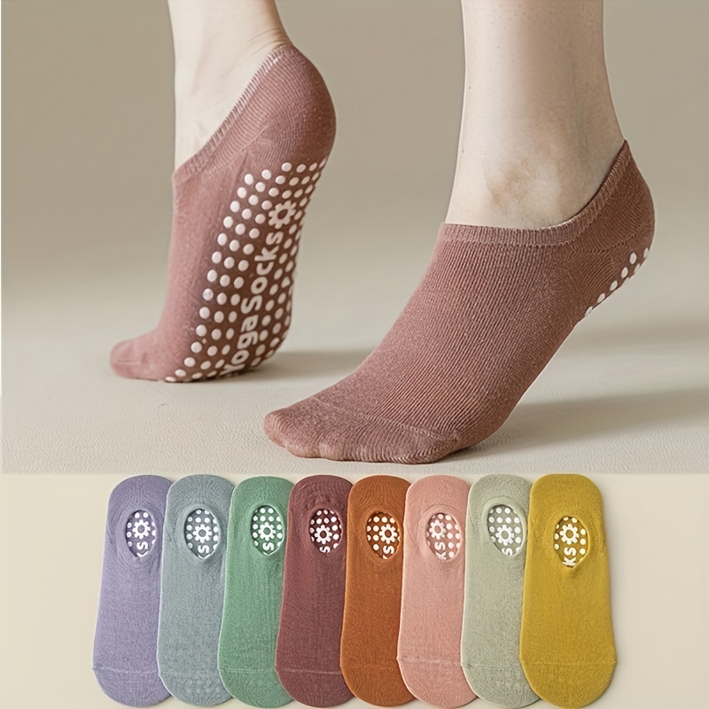 

8 Pairs Of Mix Color Yoga Socks, Breathable Low Cut Non-slip Grips Sports Socks For Pilates Barre Ballet