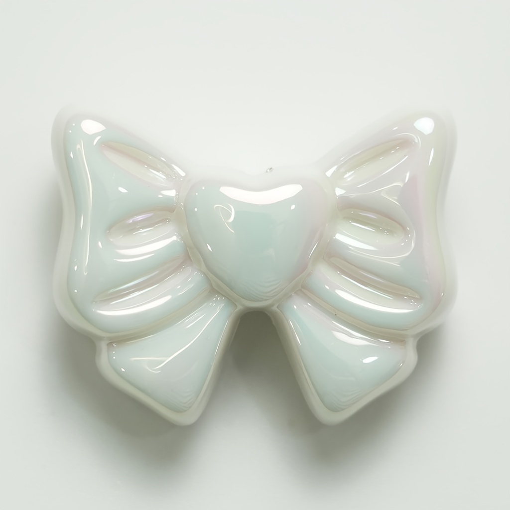 Acrylic Ab Plated Bow Beads Vertical Hole Cream - Temu