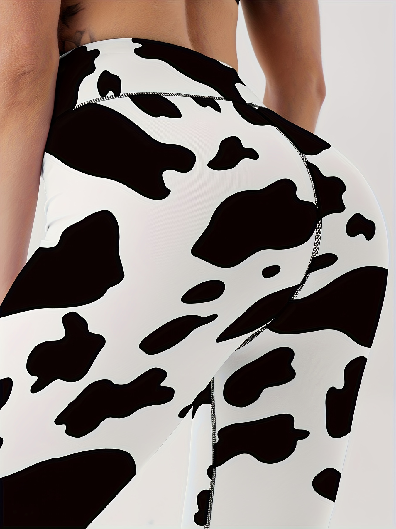 Fashion Cow Print High Waist Yoga Leggings Slim Fit Workout - Temu United  Kingdom