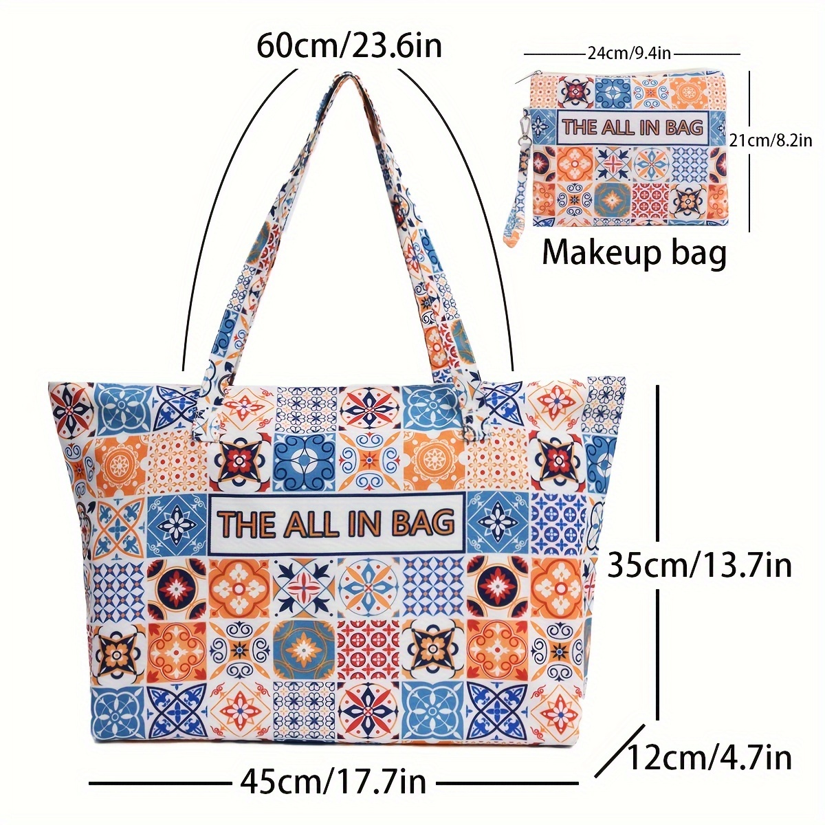 Makeup Bag Set Checkered Cosmetic Bag, Large Capacity Canvas
