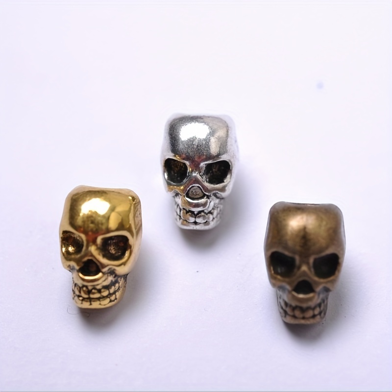 2Pcs Skull Beads Turquoise Bead Skeleton Head Beads Halloween Gothic Beads  