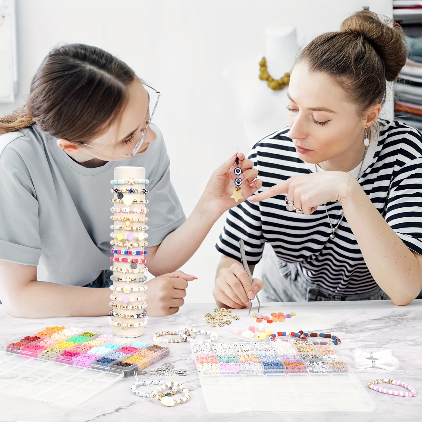 42 Colors Clay Beads Necklace Bracelet Making Kit With - Temu