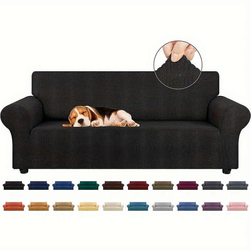 Funda de sofá de 3 plazas, funda de sofá de tela de poliéster elástica,  universal, combinación de colores sólidos, antideslizante, lavable,  protector