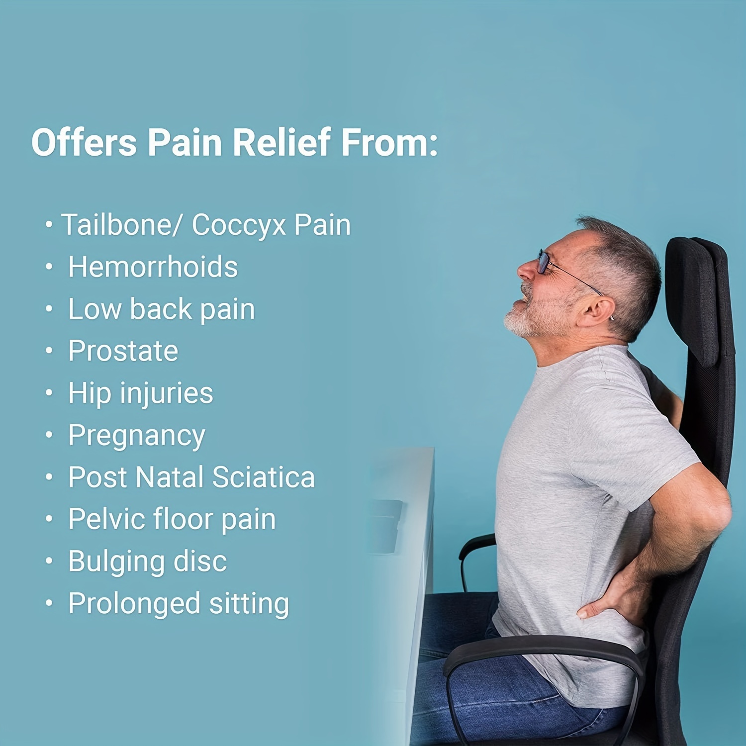 Orthopedic Seat Cushion Pillow For Sciatica Prostate Tailbone Hemorrhoid  Chair