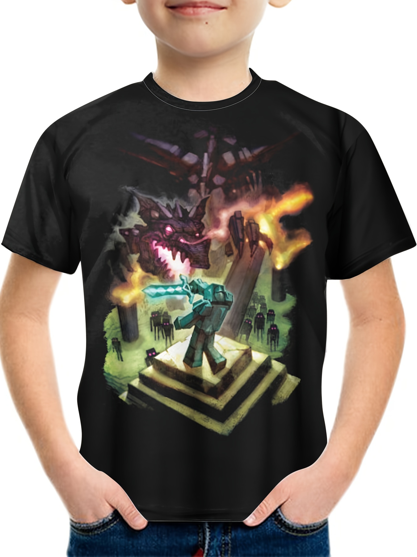 Minecraft Ender Dragon Kids Short Sleeve T-Shirt