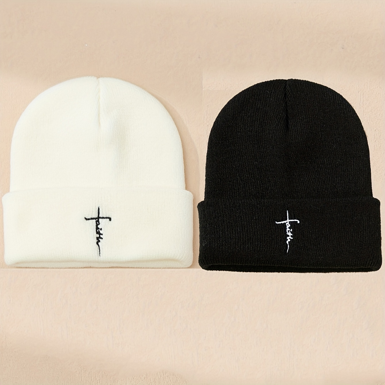 

Men's Fashion Stylish Charm Letter Faith Knitted Hat, Ideal Choice For Gifts