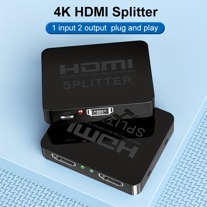 Divisor HDMI 1 en 4 salidas, divisor HDMI 1x4 compatible con 4K @60Hz Full  HD 1080P y 3D, compatible con Xbox PS3/4 Roku Blu-Ray Player