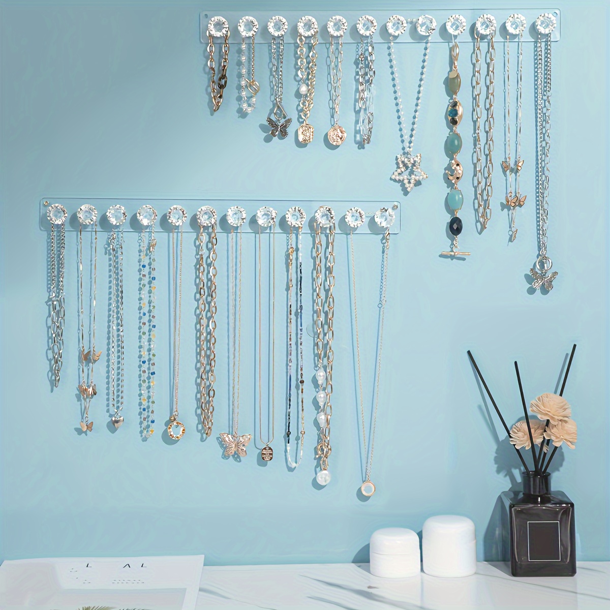 White Paste Wall Hanging Storage Jewelry Hooks Jewelry - Temu