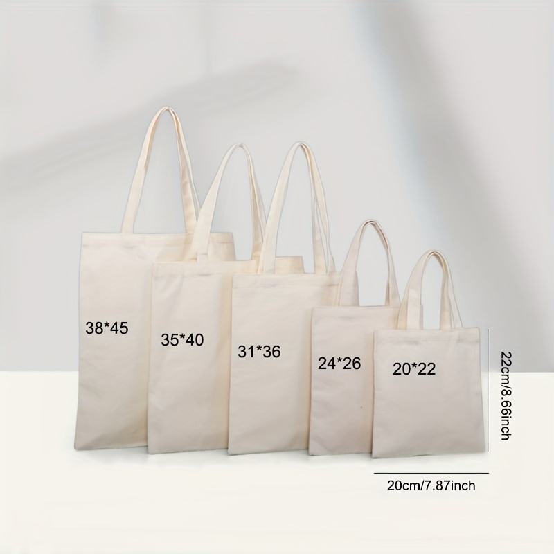 Solid Canvas Tote Bag Large Capacity Shoulder Bag Reusable Shopping Bag