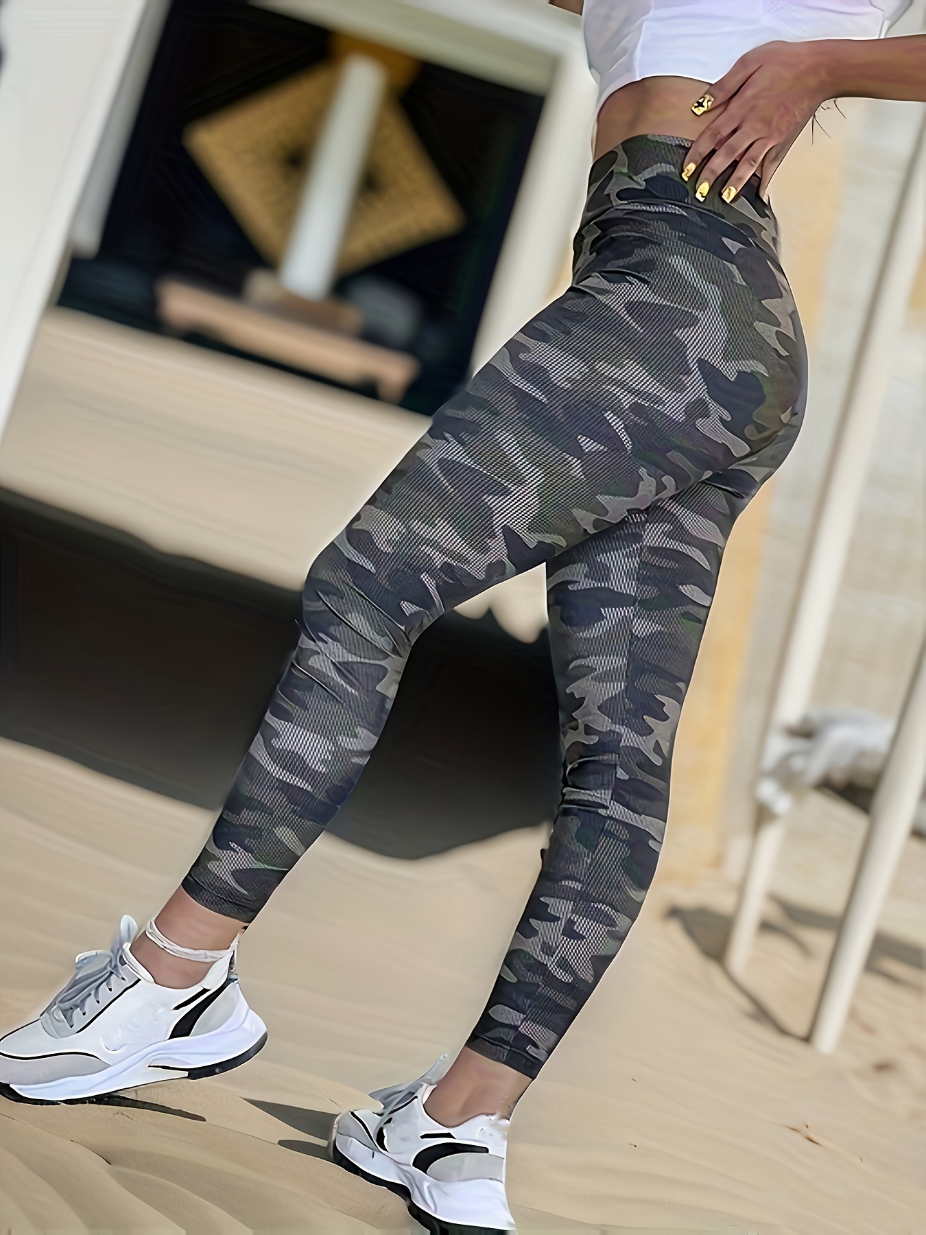 Women's Camouflage Pattern Yoga Leggings High Waist Slim - Temu