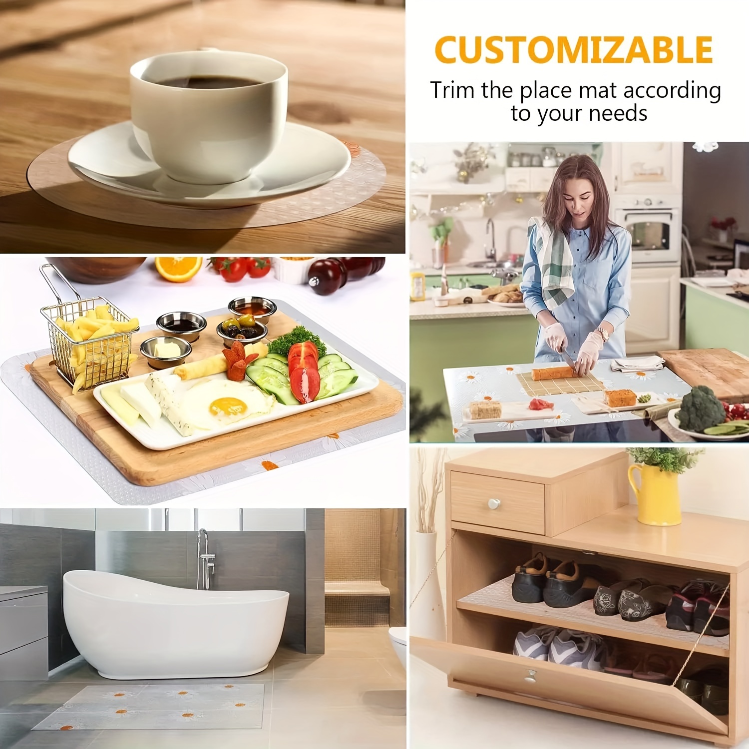 4Pcs Refrigerator Liner Mats Non-slip Kitchen Shelf Liner Drawer