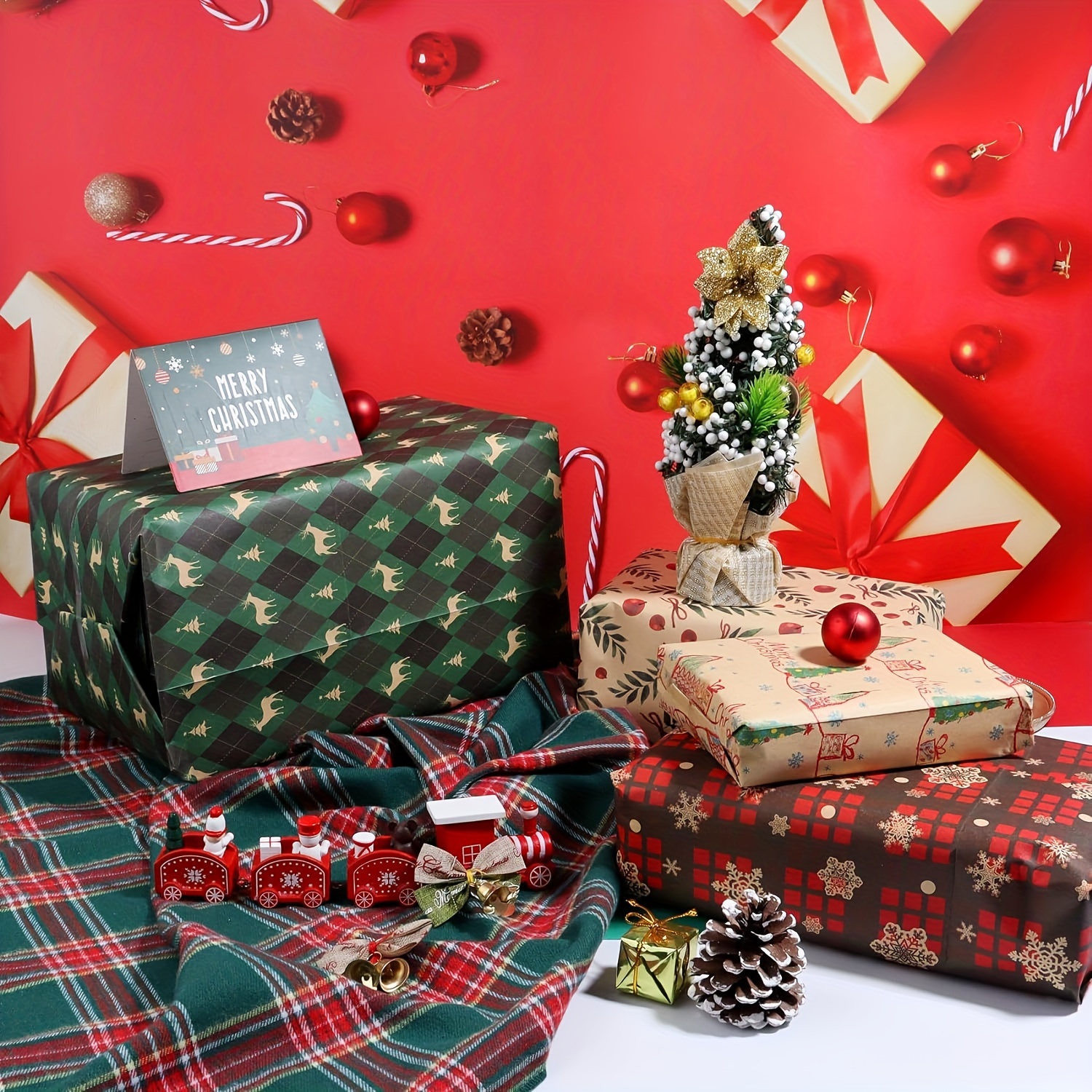 Christmas Wrapping Paper Made From Recycled Kraft Paper - Temu