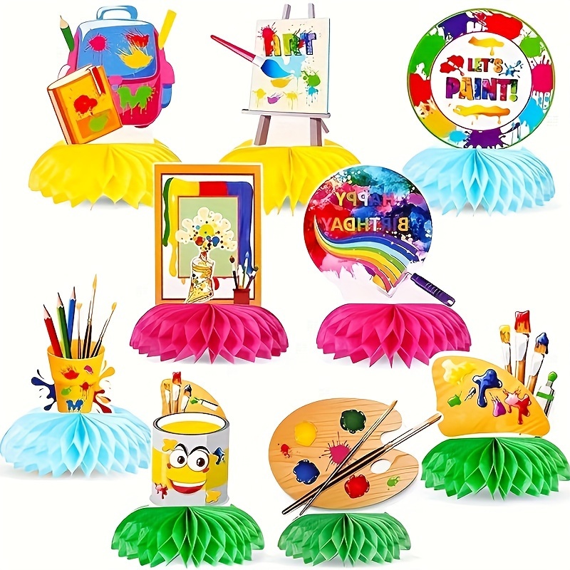 Paint Party Decorations Art Party Honeycomb Centerpiece Sip - Temu