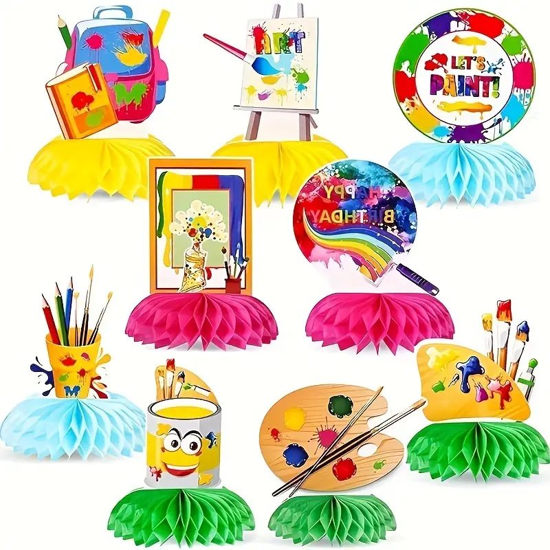 Paint Party Decorations Art Party Honeycomb Centerpiece Sip And