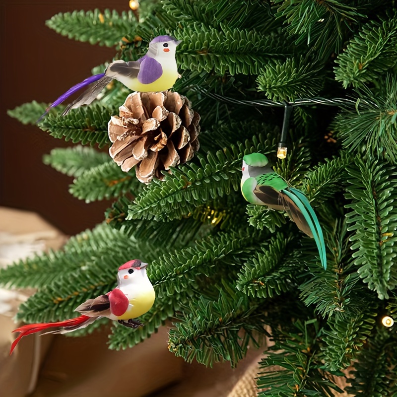 Ornement d'arbre de Noël Décoration d'oiseau artificiel Arbre Pelouse  Maison Jardin Ornements d'oiseaux artificiels pour la décoration d'arbre de  jardin de Noël Oiseaux de Noël Clip sur l'arbre de Noël 12 Pcs 