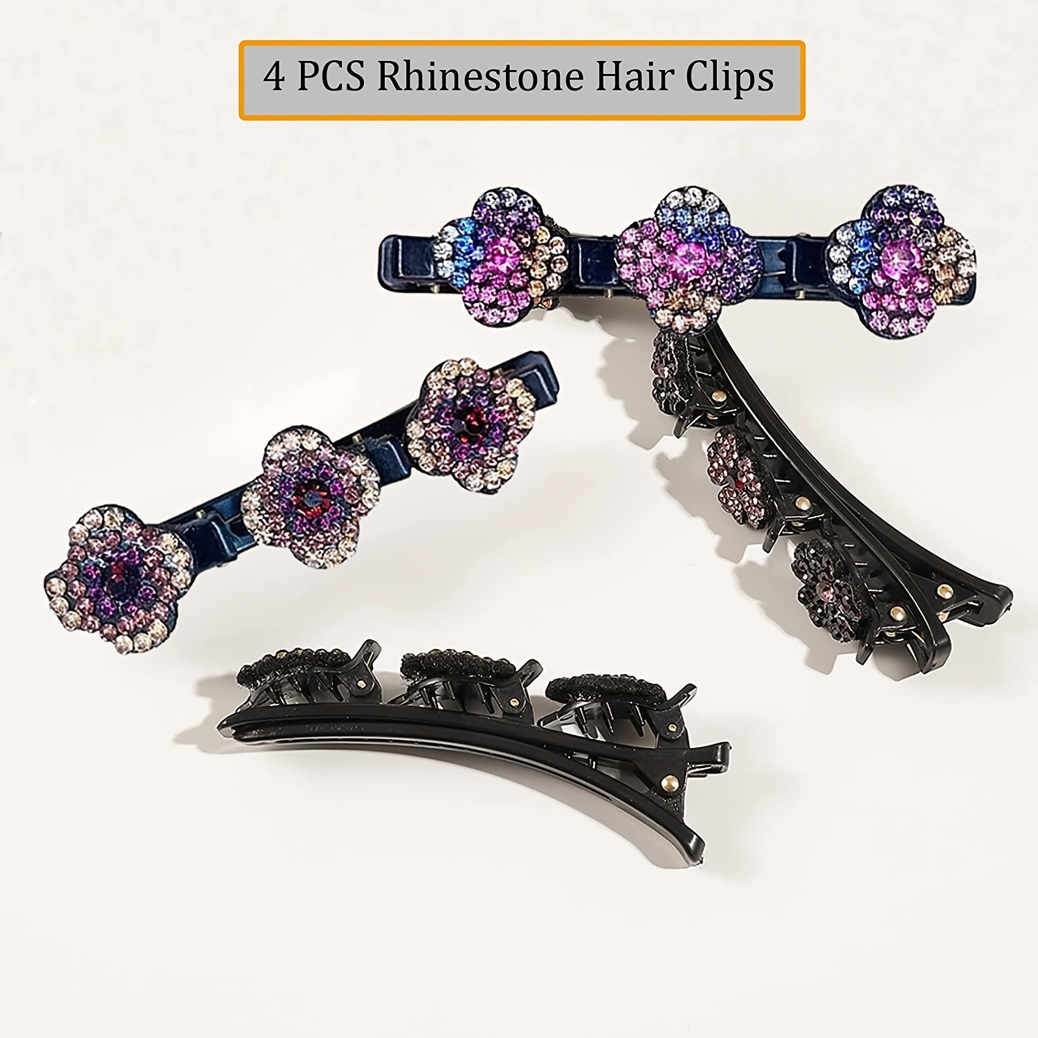 Sparkling Crystal Stone Braided Hair Hoop Clips Rhinestone
