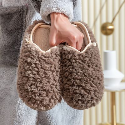 New Comfortable Slippers For Men Women, Casual Soft Plush Lining Cozy Non-Slip Slippers For Indoor, Winter