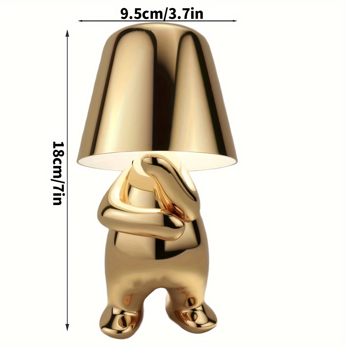 Golden Thinker Statue Led Table Lamp Usb Port Bedside Touch - Temu