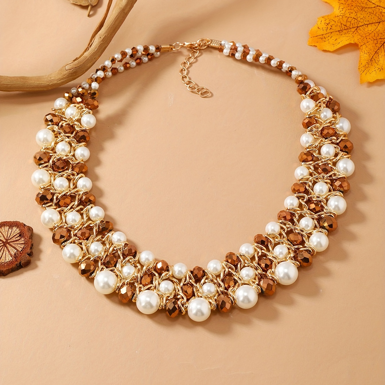 Three Strand Necklace Swarovski Beads and Pearls 