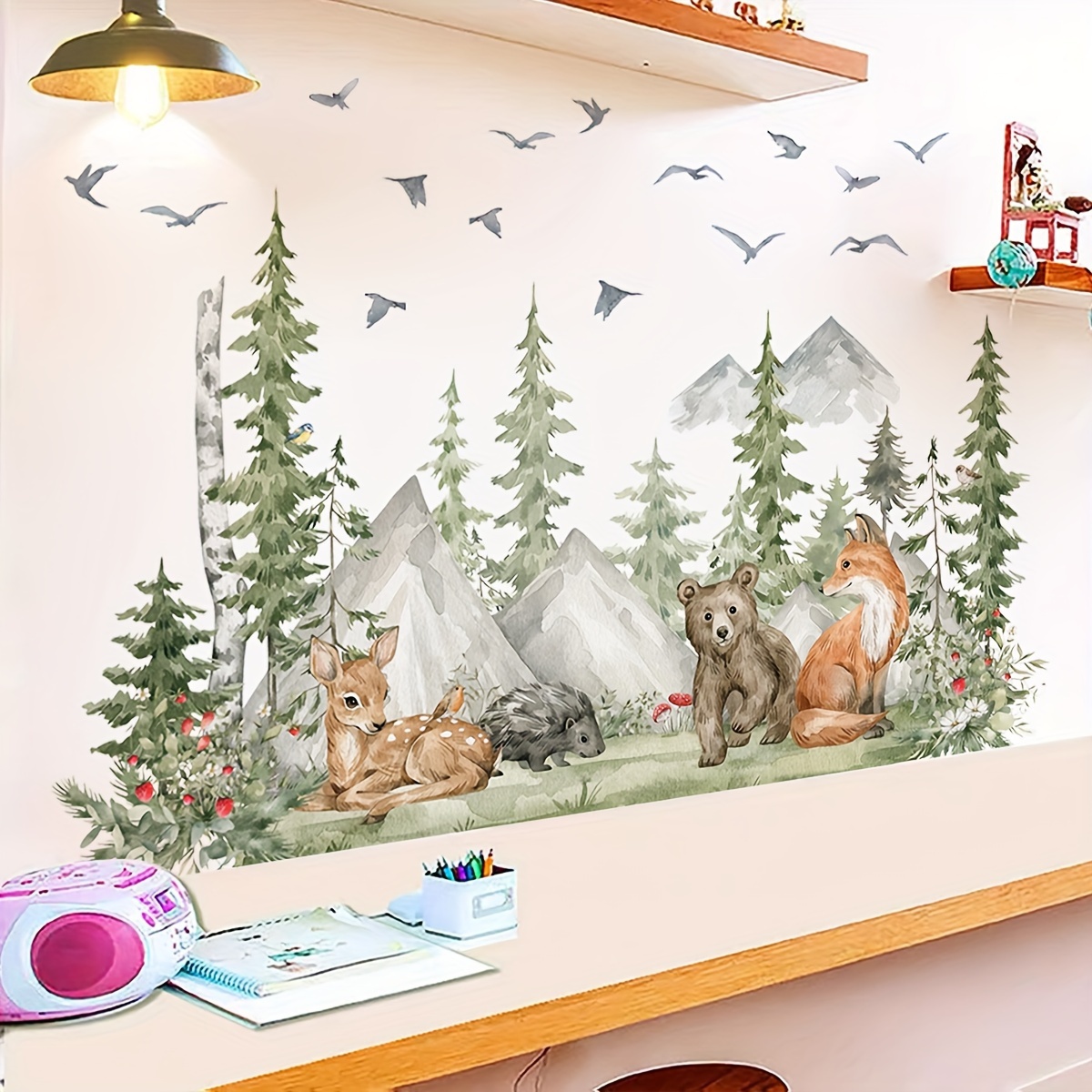Adesivi murali Alberi Adesivi da parete Giungla Animali decorativi  Rimovibili Adesivi deco Camera per bambini Baby Living