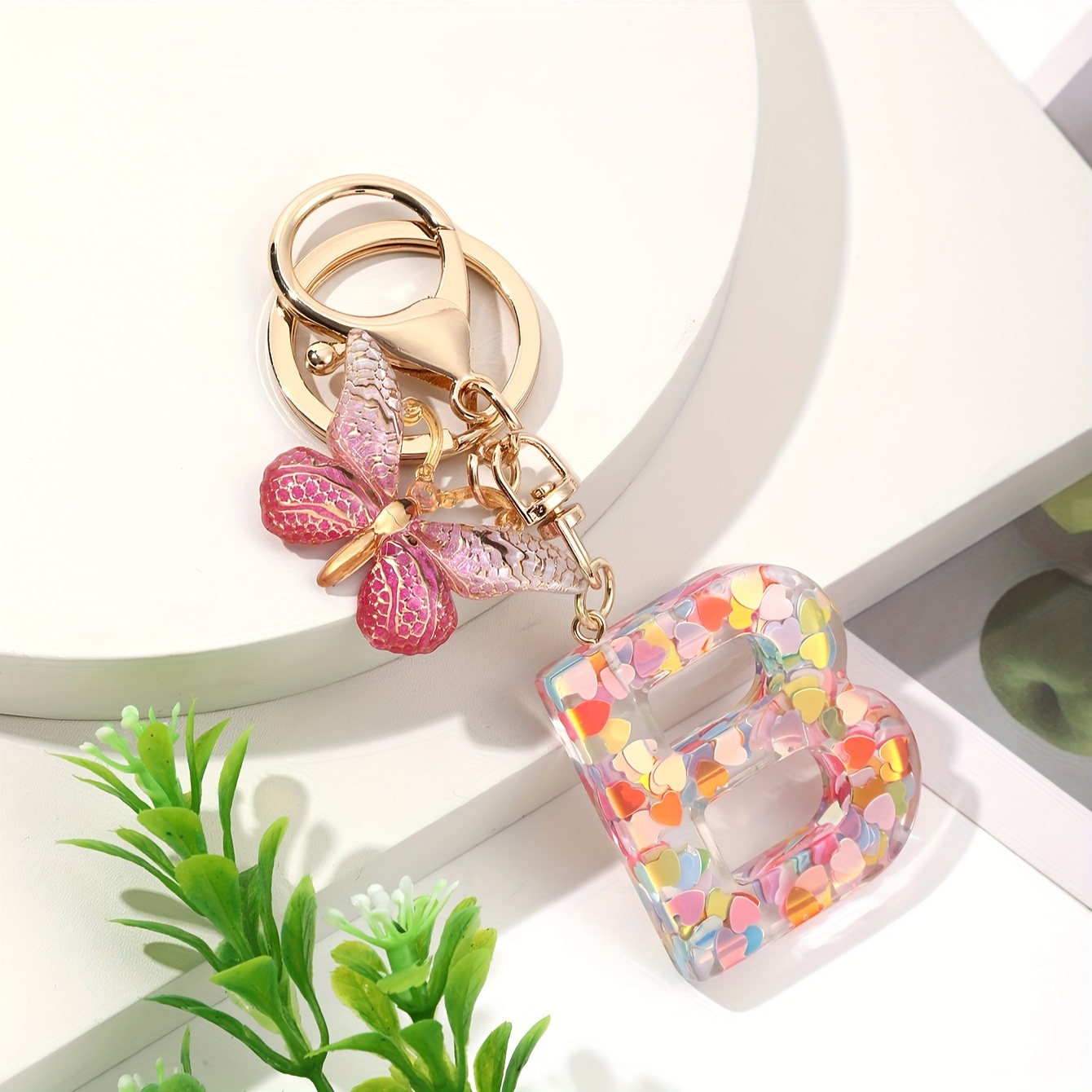 Letter Pendant Keychains Resin Key Chains Rings For Women Cute Car Acrylic  Glitter Keyring Holder Charm Bag Couple Bag Gifts