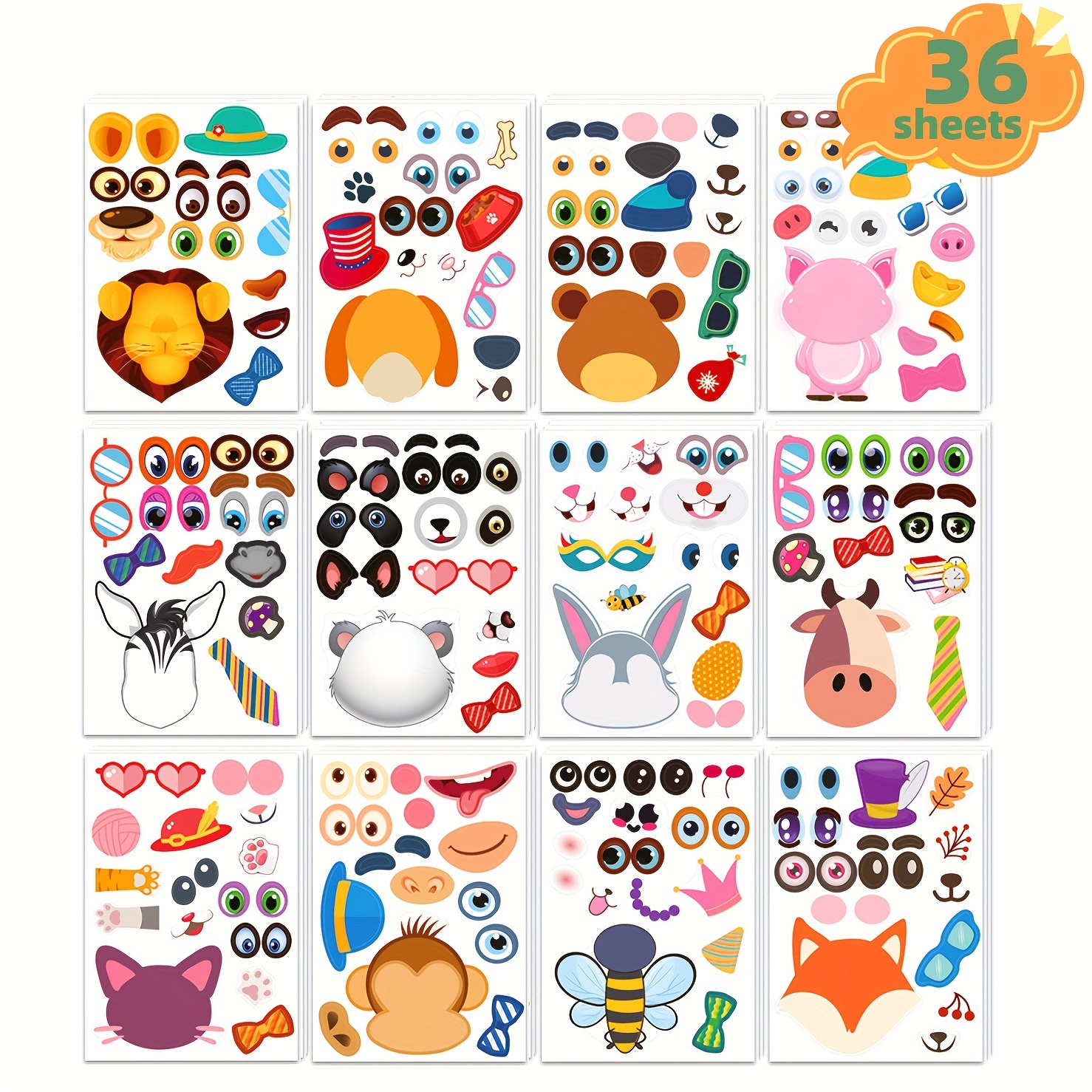 Make Your Own Animals Stickers For Kids Toddlers Make A Face - Temu