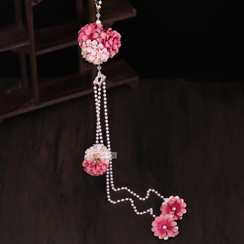 Chinese Style Waist Accessories Hanfu Pearl Tassel Silk Flower