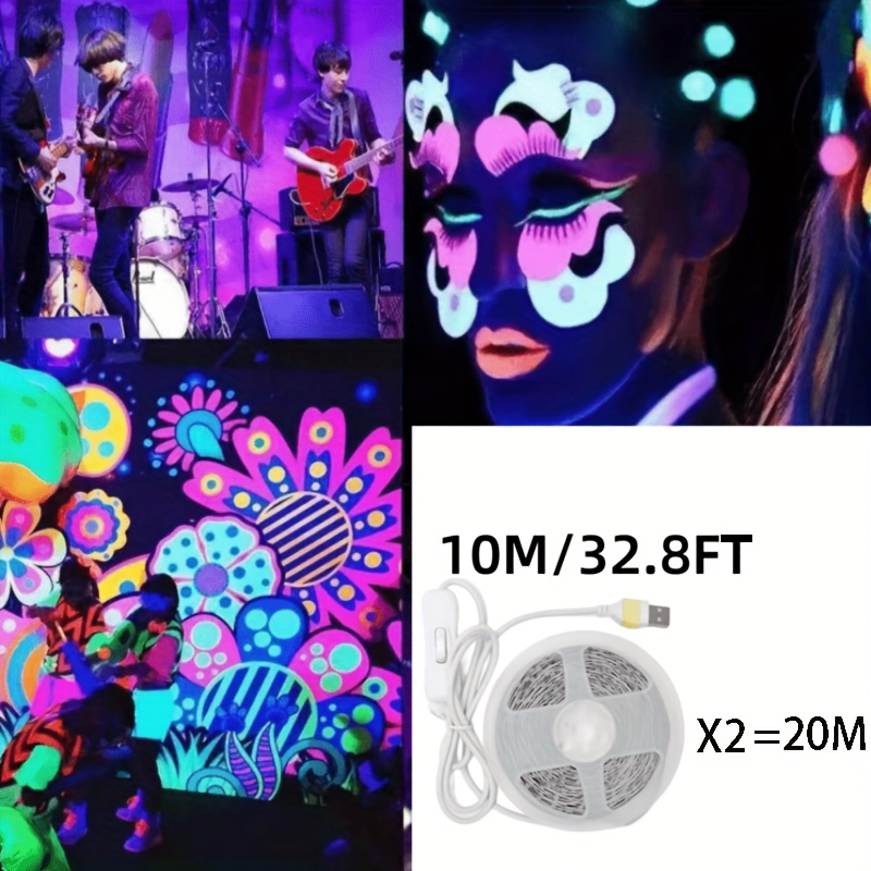 Led Black Light Bar Usb Flexible Black Light Strip Glow Neon Temu