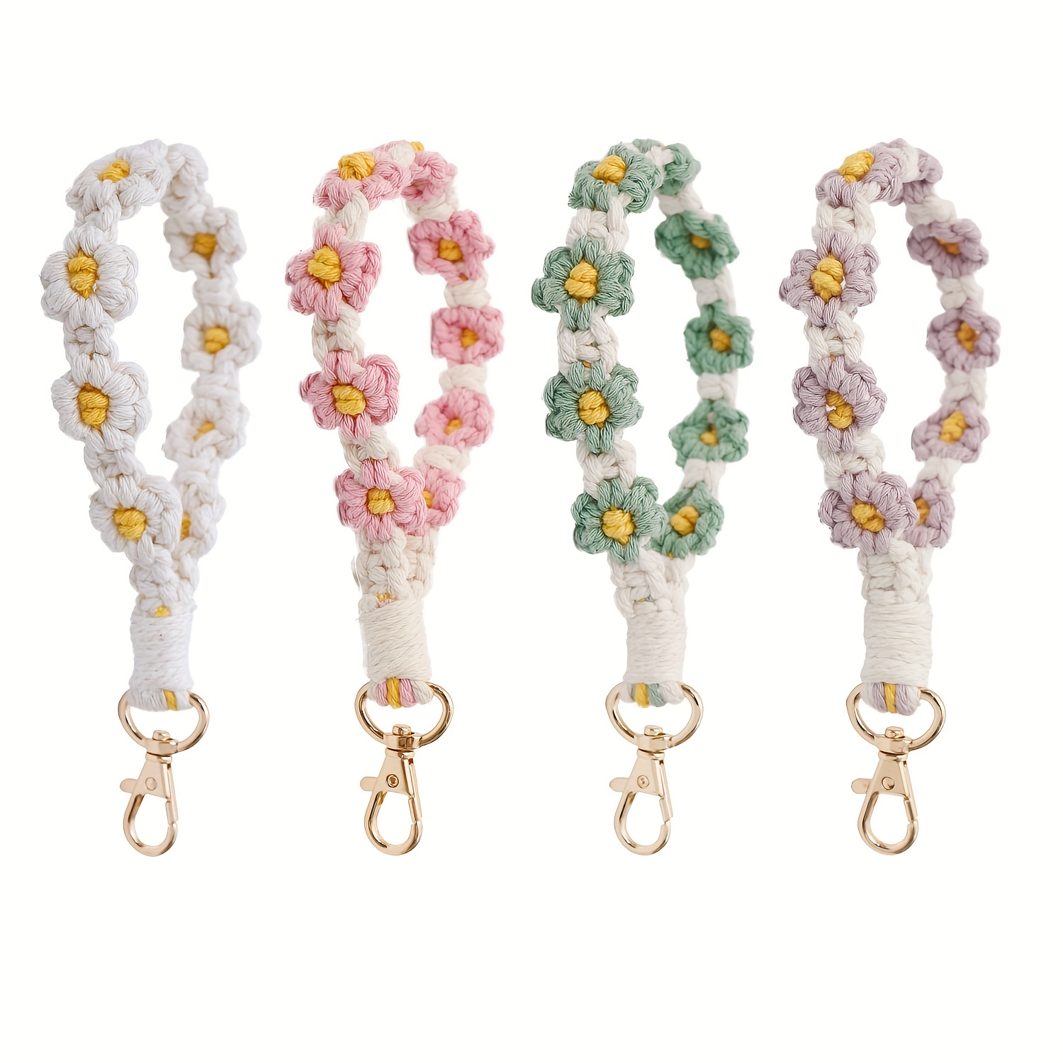 Daisy Macrame Keychain Cute Flower Weaving Key Ring Purse - Temu