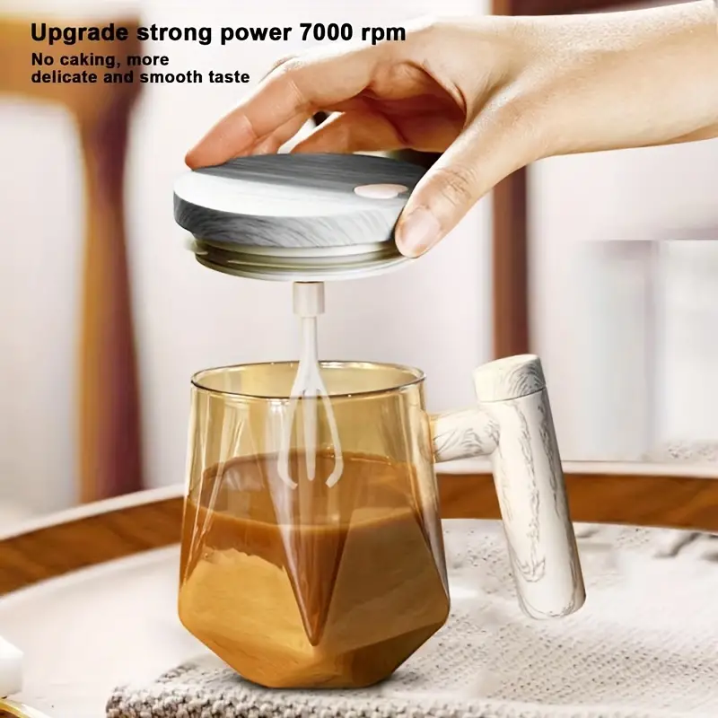 Electric Self Stirring Coffee Mug With Lid Portable Glass - Temu