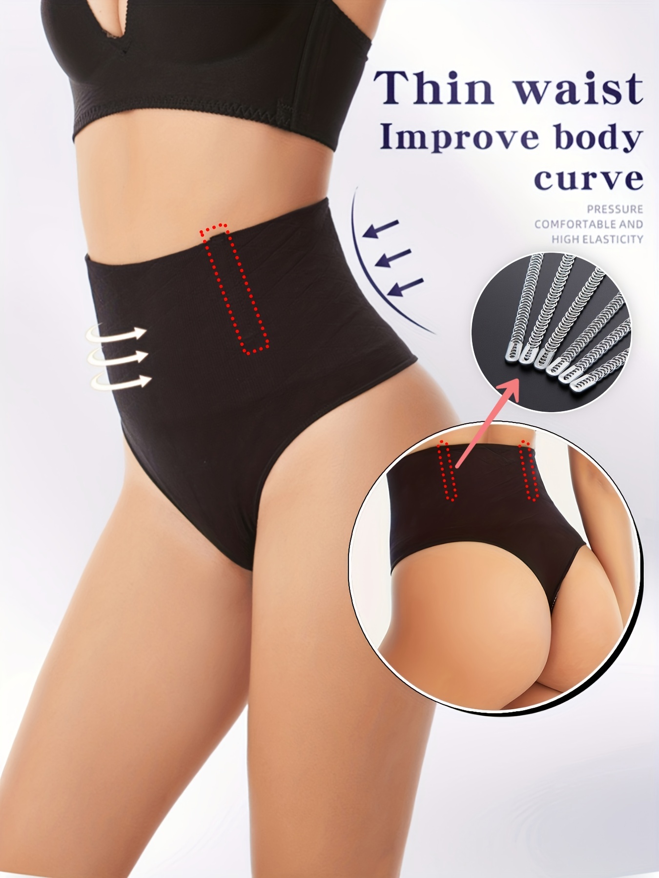 Women High Waist Trainer Girdle Tummy Control Thong Panties Slim