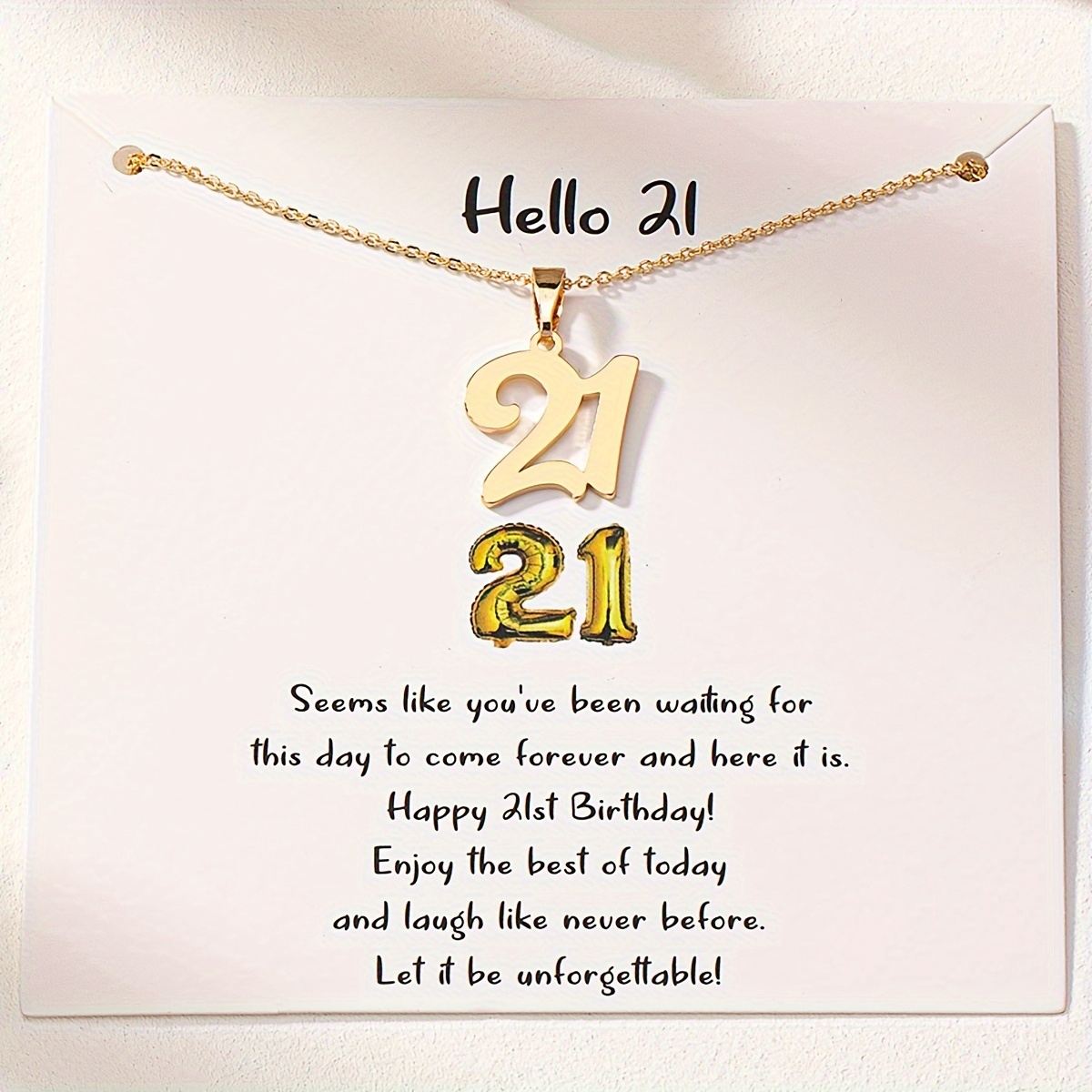 Number 21 Year's Old Birthday Necklace Blessing Card Age - Temu