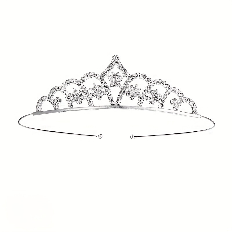 Rhinestone Tiara Girls Silvery Rhinestone Princess Crowns - Temu