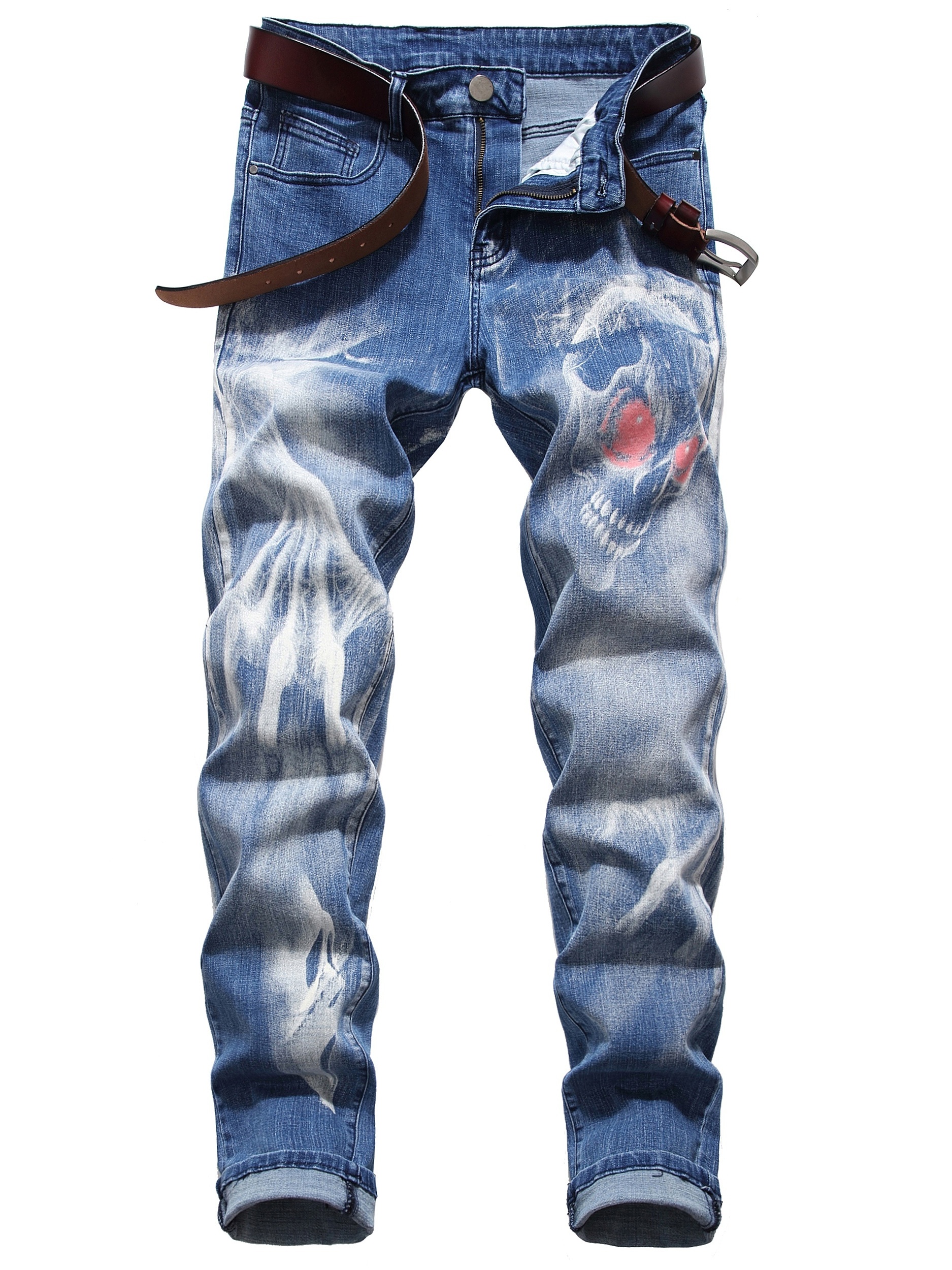 Men's Slim Stretch Jeans Color Print Fashion Jeans - Temu New Zealand