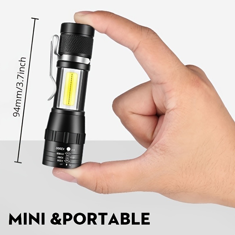 Mini Linterna Led Recargable Usb Tactica Portátil Zoom