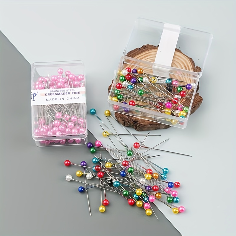 Straight Pins Diy Handmade Pearlescent Needles With Color - Temu